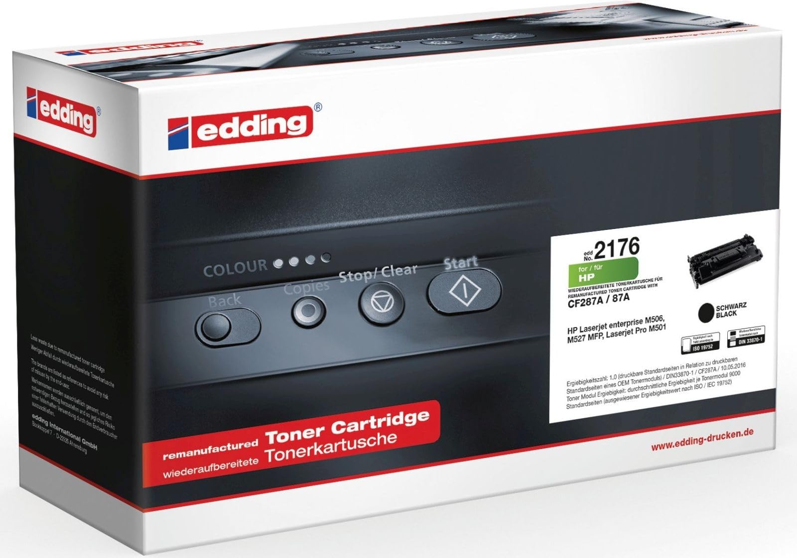 Toner HP CF287A noir Edding pour imprimer sans traces vos documents
