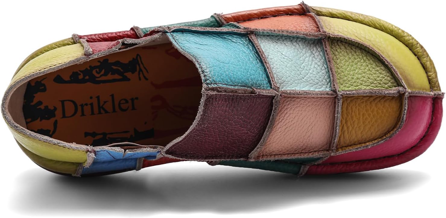 Loafers for Women Leather Round Toe Dress Shoes Casual Platform Colorful Comfortable Non Slip Slip-On Walking Shoes