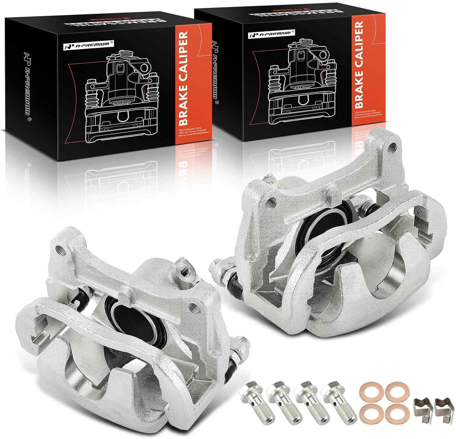 A-Premium Disc Brake Caliper Assembly with Bracket Compatible with Mazda RX-8 RX8 2004-2011 - Front Driver and Passenger Side, 2Pcs