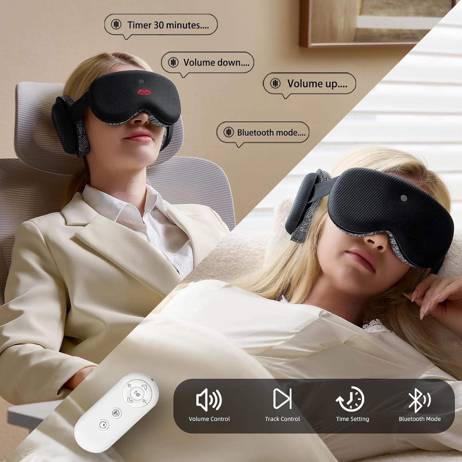 3D Bluetooth Sleep Mask with Voice Control,Eye Mask Headphones for Women Men 100% Pressure-Free & BlockOut,Wireless Cotton Mask for Side Sleepers Travel