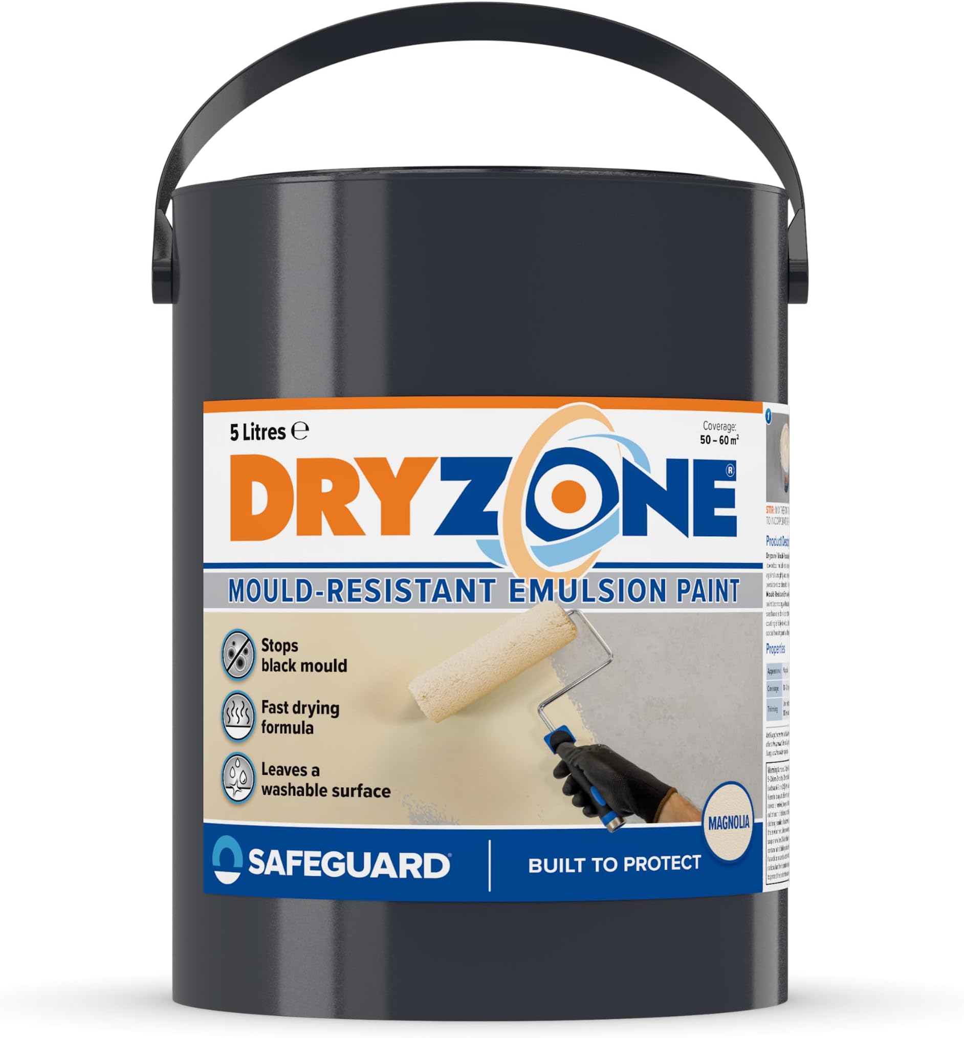 Dryzone Anti Mould Paint (5L Magnolia) Emulsion – Mould Resistant for 5 Years, 10m² - 12m² coverage