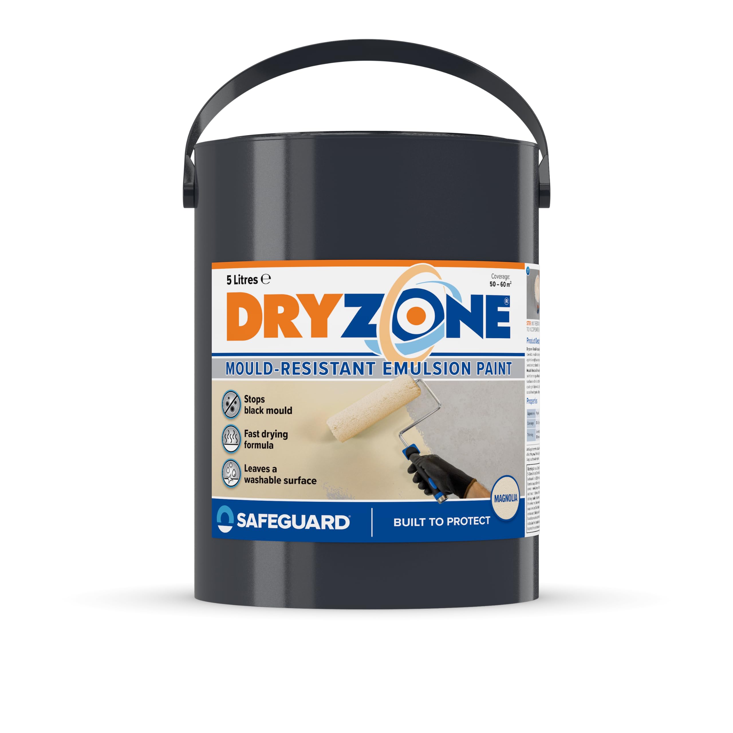 Dryzone Anti Mould Paint (5L Magnolia) Emulsion – Mould Resistant for 5 Years, 10m² - 12m² coverage