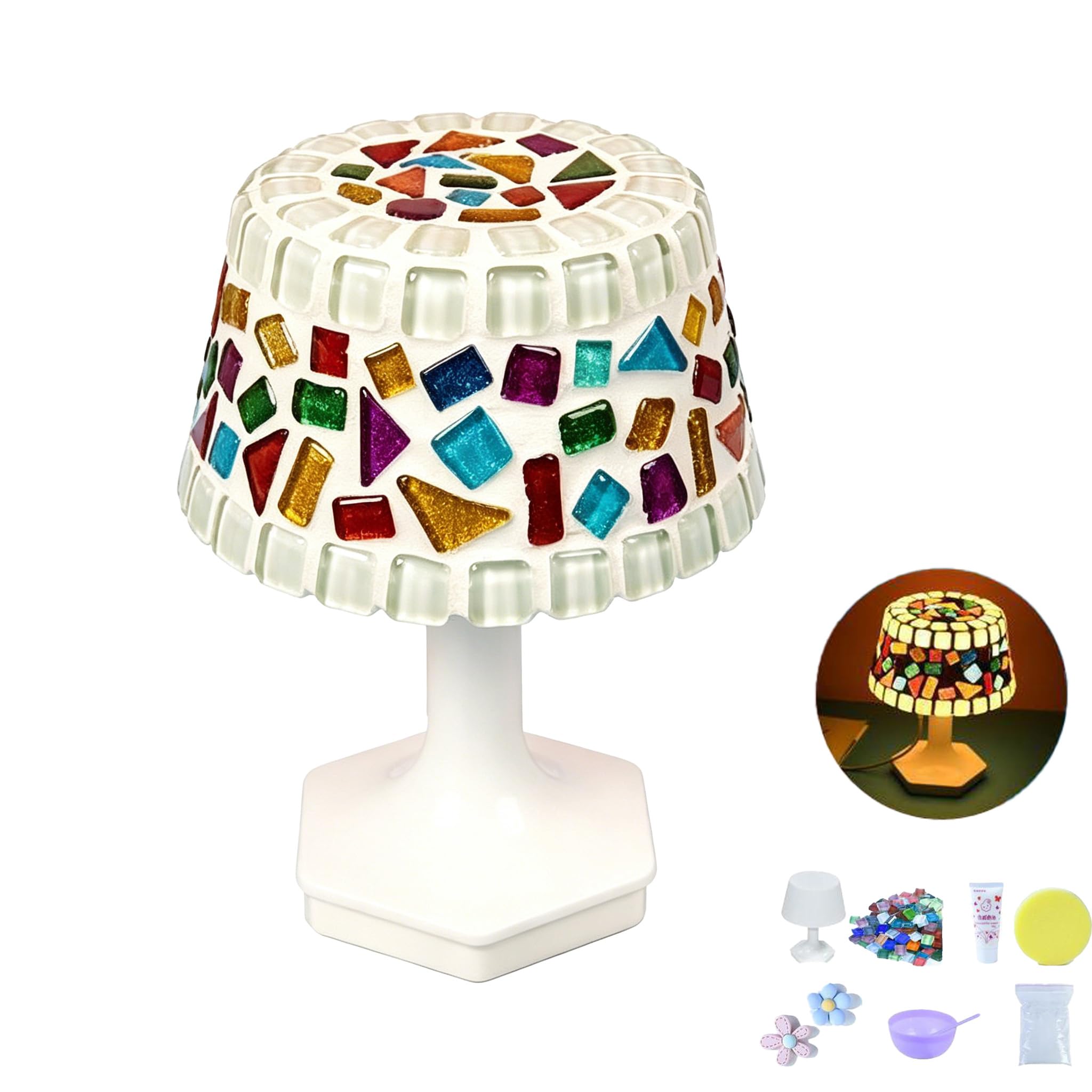 Zestaw DIY Mozaika Lampka nocna Turecka Bezprzewodowa lampa stołowa | Lampy nocne z zasilaniem USB do dekoracji domu, kuchni, łazienki, biura, stołu urodzinowego i jadalnego