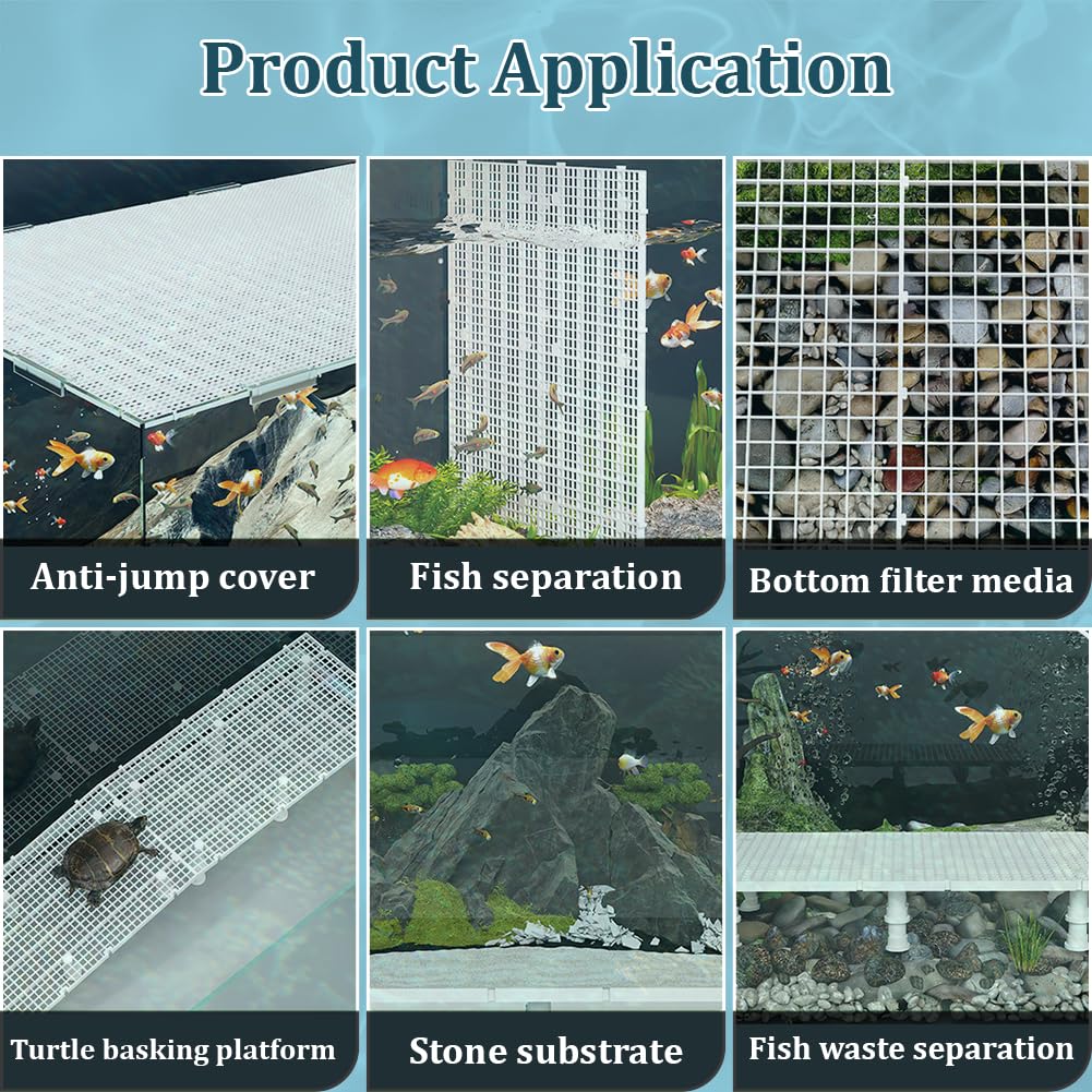PH PandaHall Set di 12 divisori per acquario, divisori per acquario, fondo in plastica PP nera, divisori inferiori per acquario, pannelli isolanti per acquario, decorazione per allevamento di pesci