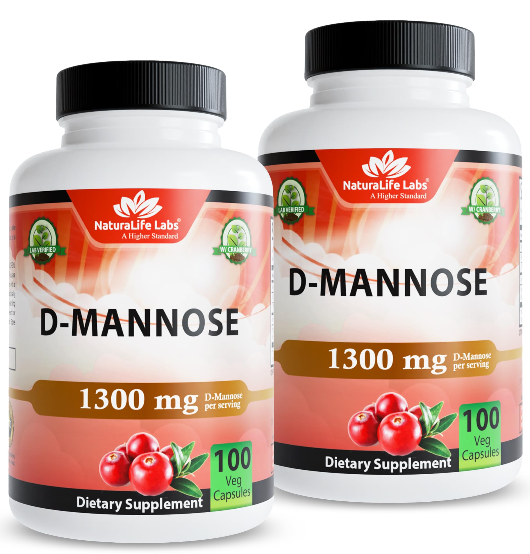 NaturaLife Labs Organic D-Mannose 1300mg + Organic Cranberry Extract 100mg per Serving – Urinary Tract Support – Non-GMO, Gluten-Free & Vegan – 100 Capsules — Amazon image 9