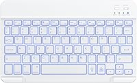 Vista 2 de Teclado Bluetooth OMOTON, Teclado Inalámbrico Recargable con Retroiluminación para iPad, iPad Pro, iPad mini, iPad Air con LED Iluminado (Blanco)