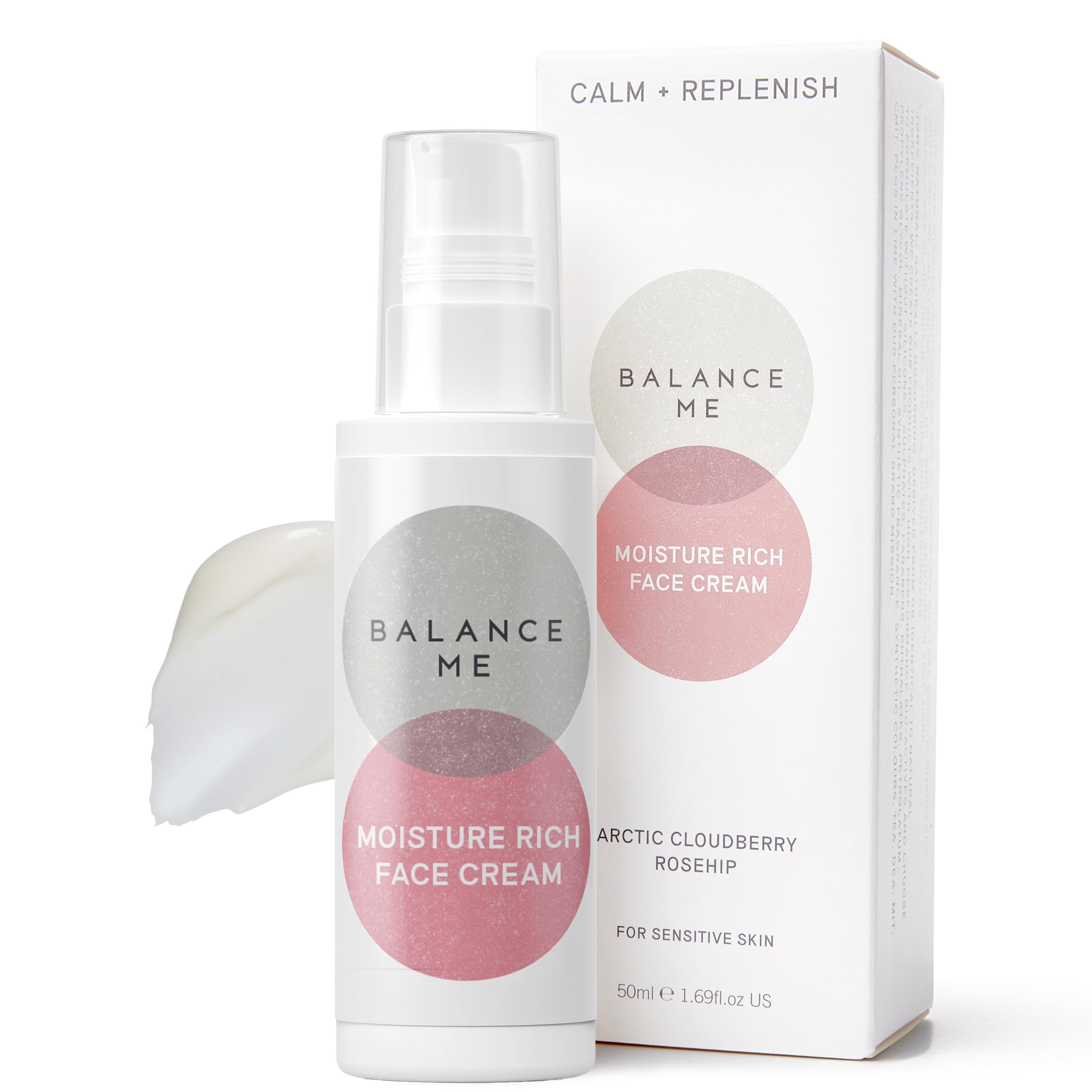 Moisture Rich Face Cream 50ml, Dry Skin Moisturiser with Rosehip for Hydrating, Anti Redness and Sensitive skincare