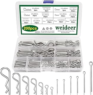 13 Sizes Cotter Pin Assortment Kit - 304 Stainless Steel Hairpin Cotter Pins & R Clips Cotter Pin Set Split Pin Fastener Clips
