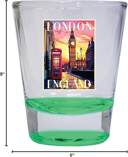 Miniatura 3 de R and R Imports London England Design B Souvenir - Vaso de chupito redondo de 1.5 onzas, color azul, paquete de 2
