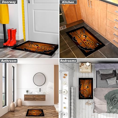 Miniatura 7 de Tapete decorativo de calabaza de Halloween, 1.6 x 2.6 pies, tapete decorativo de otoño para puerta delantera al aire libre, tapete decorativo para