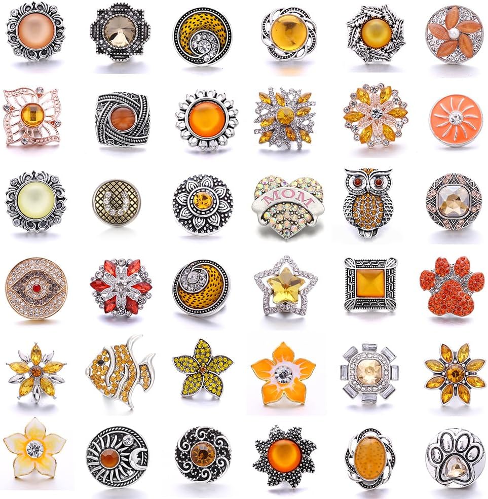 DUNSBY Buttons 5pcs/lot Wholesale Snap Jewelry Yellow Rhinestone 18mm Snap Buttons for Snap Bracelet Bangle Ginger Bracelet Jewelry (Color : Light blue, Size : HH5-OR)