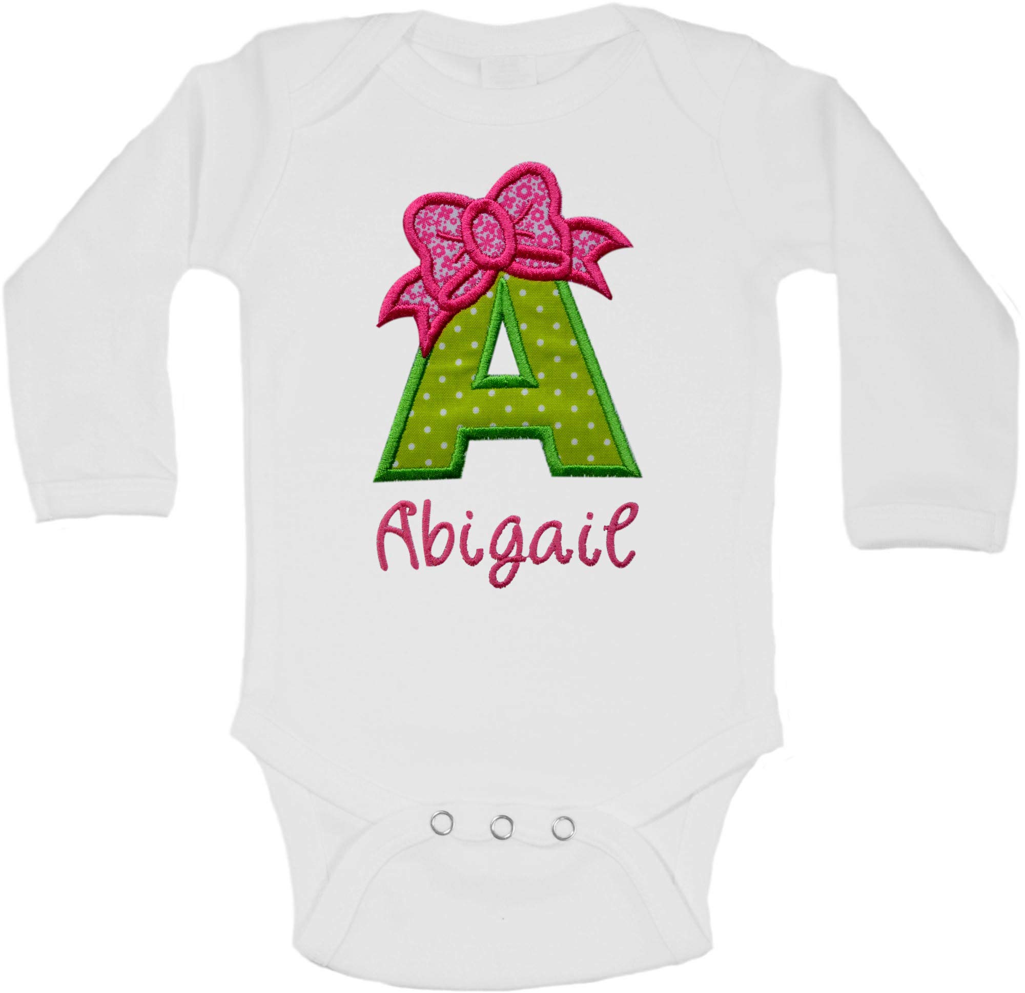 Baby Girl Embroidered INITIAL Bodysuit Personalized with Your Custom Name