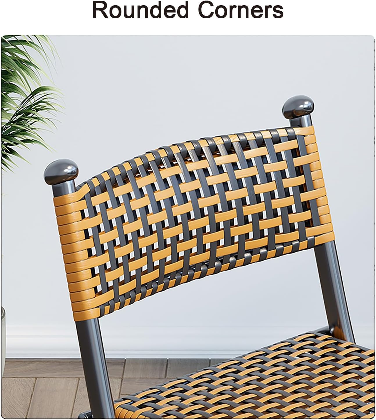 WHYATT Folding Chairs, Outdoor Folding Chairs, Folding Dining Chairs, Indoor Stackable Chairs Retro Woven Chairs Extra Event Chair for Bedroom and Living Room (Size : Medium)