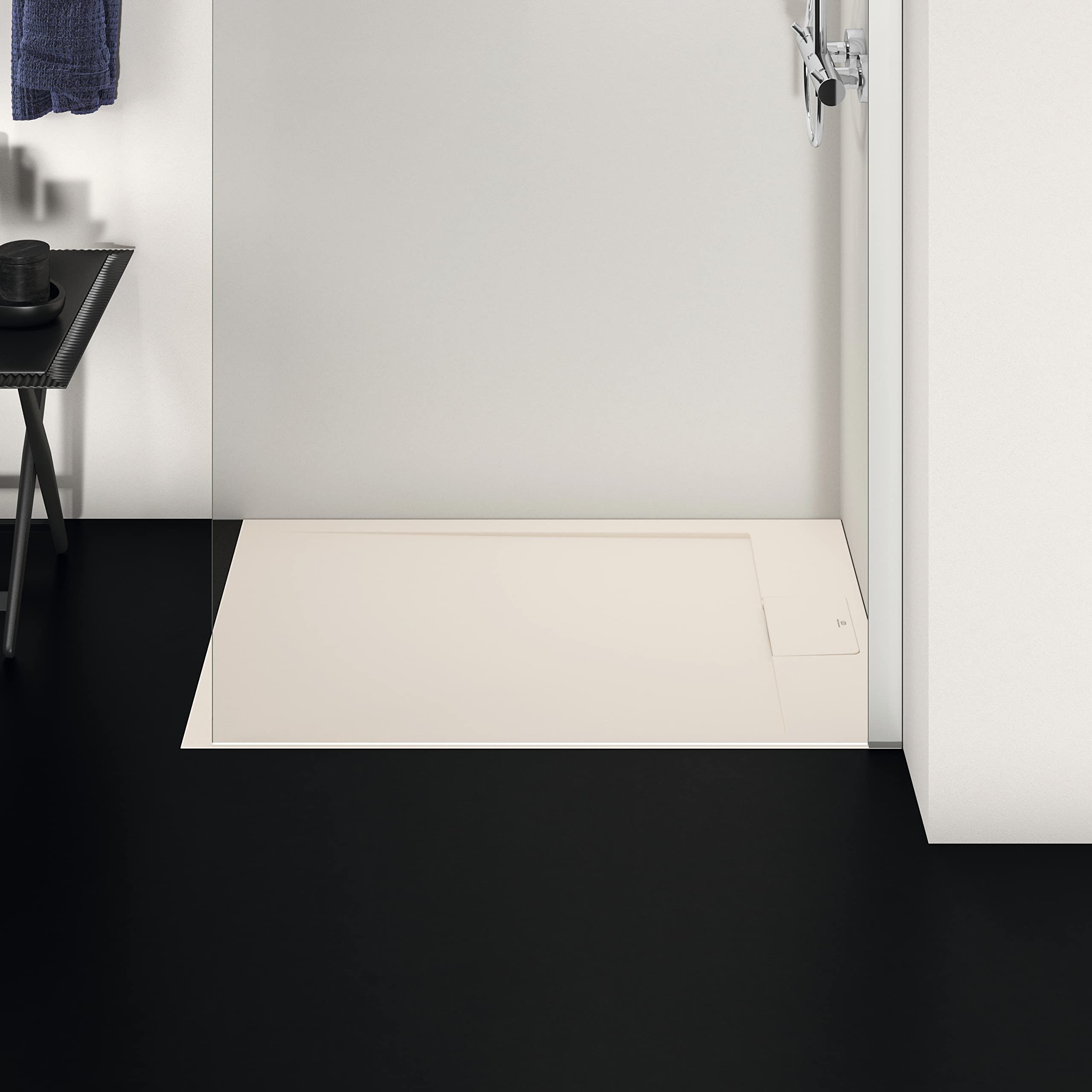 Ideal Standard -Ultraflat S I.Life Receveur de Douche Ultraplat 3 cm d'Épaisseur, Résine, Rectangulaire, 100 x 70 cm, Finition Pierre Texturée, Naturellement Anti-Dérapant, Sable, T5240FT