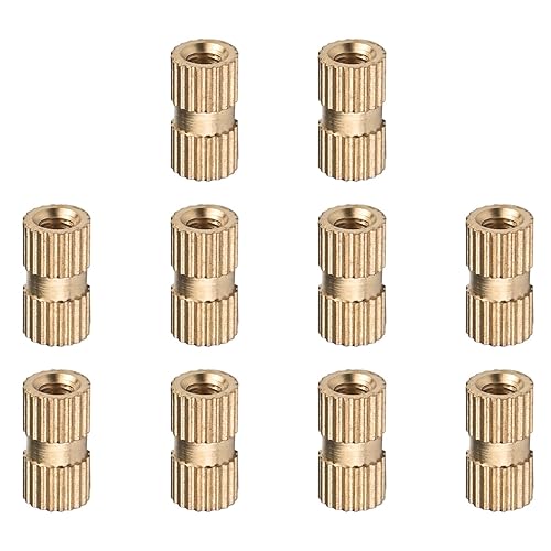 MroMax Tuercas de inserción moleteadas M3, rosca hembra M3x10x5mm Tuercas de incrustación de cobre métricas a través de roscado prensado encajar en