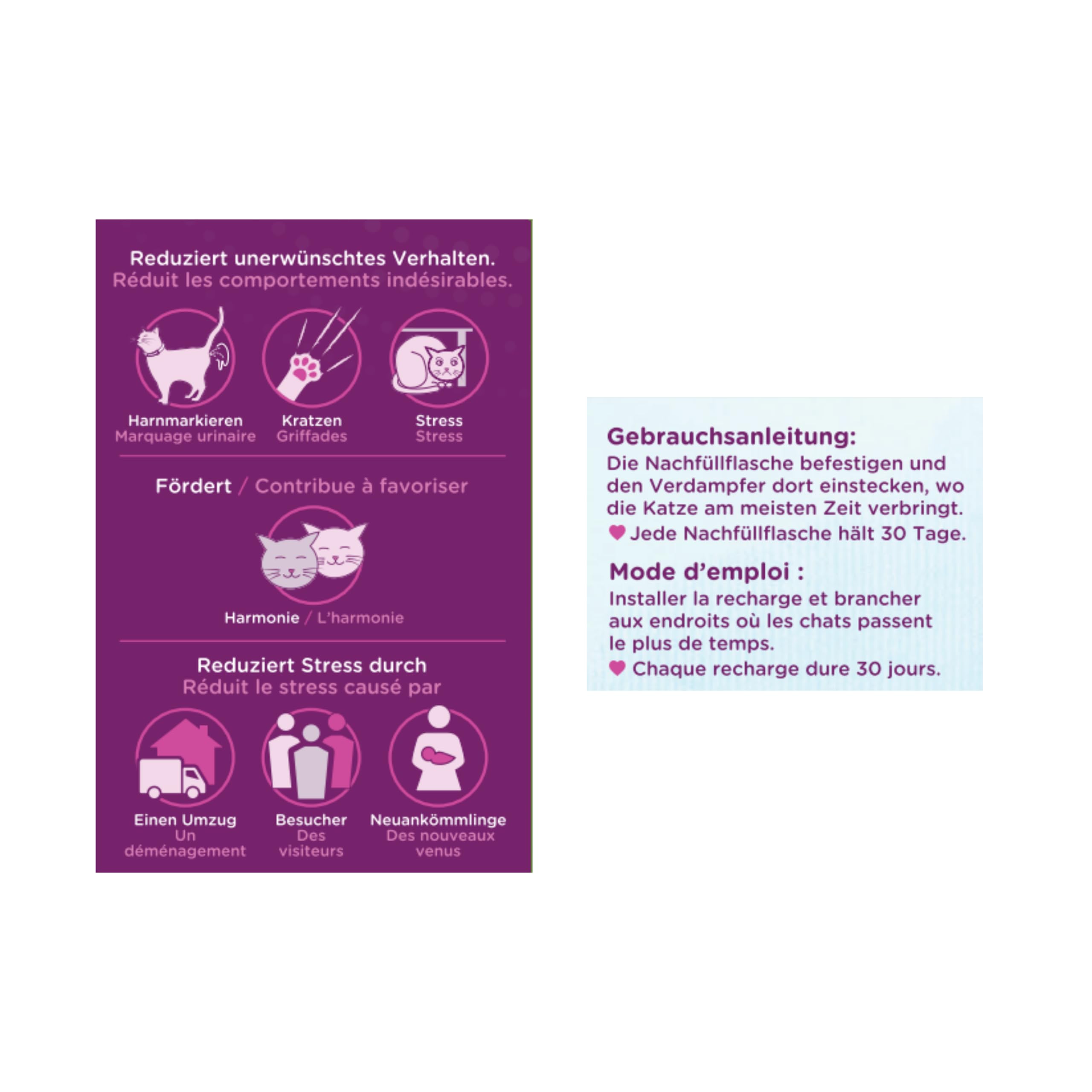 Pack Eco de 4 recambios para difusor Comfort Zone (120 días) – feromonas: Reduce el estrés, el Marcado urinario, Las garadas y Otros comportamientos problemáticos.