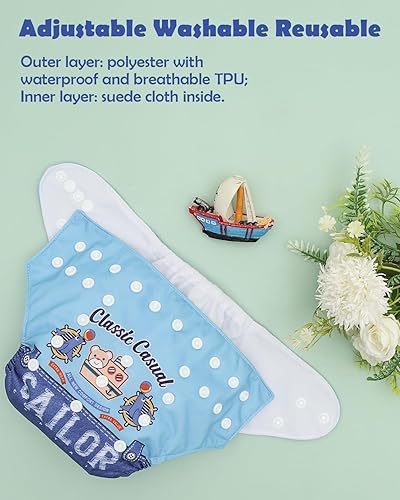 Miniatura 4 de ALVA BABY AMD155-2T - Pañales de tela para bebé, talla única, lavables, reutilizables, para niñas y niños, 1 paquete con 2 rellenos