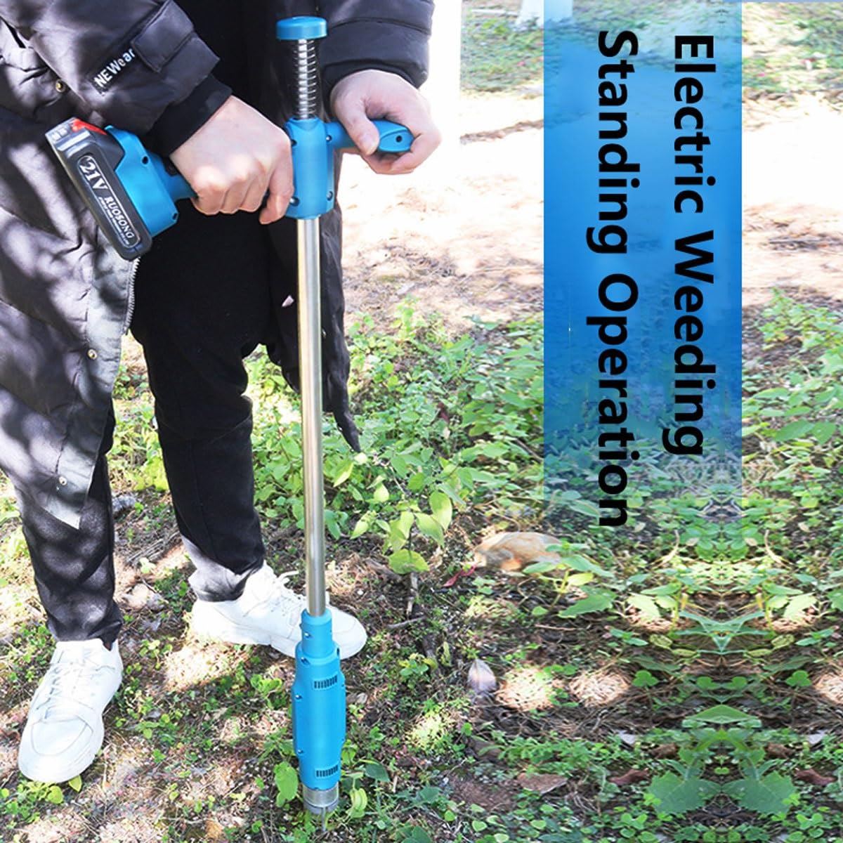 Elektryczne narzędzie do wyrywania chwastów,długi uchwyt do ręcznego usuwania chwastów z 3 pazurami,stalowa głowica,narzędzie do ręcznego odchwaszczania ogrodniczego z mechanizmem,zasilane bateryjnie(