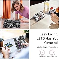 Vista 606 de LETO para iPhone 15 Pro Funda tipo cartera - Tapa tipo folio con patada - Diseños de moda - Tarjetero - Funda protectora para mujeres y niñas - 6.1