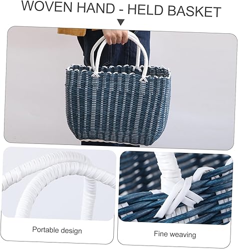 Miniatura 7 de Cesta de plástico para artículos de tocador, cesta de almacenamiento tejida, cesta de plástico, cesta de almacenamiento de plástico, cesta de