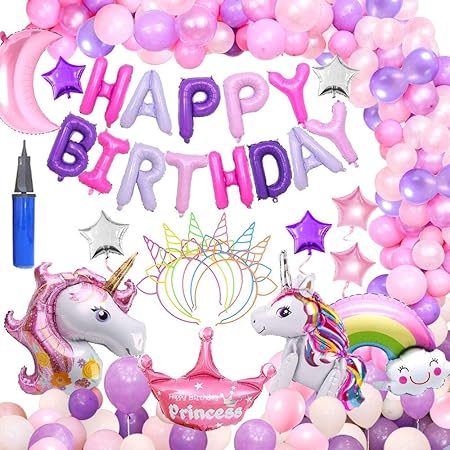 Amazon 誕生日風船 ユニコーンカチューシャ付き 誕生日飾り付け 誕生日バルーン 誕生日ユニコーンバルーン ユニコーン風船 紙吹雪 Happy Birthday 子供 女子 パーティー風船 多色 風船 バルーン おもちゃ