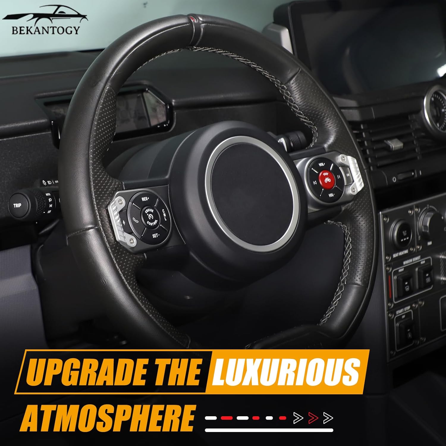 2PCS Steering Wheel Guards Compatible with INEOS Grenadier 2022-2025 Aluminum Alloy Steering Wheel Buttons Mis-Touching Pads Interior Accessories (Silver)