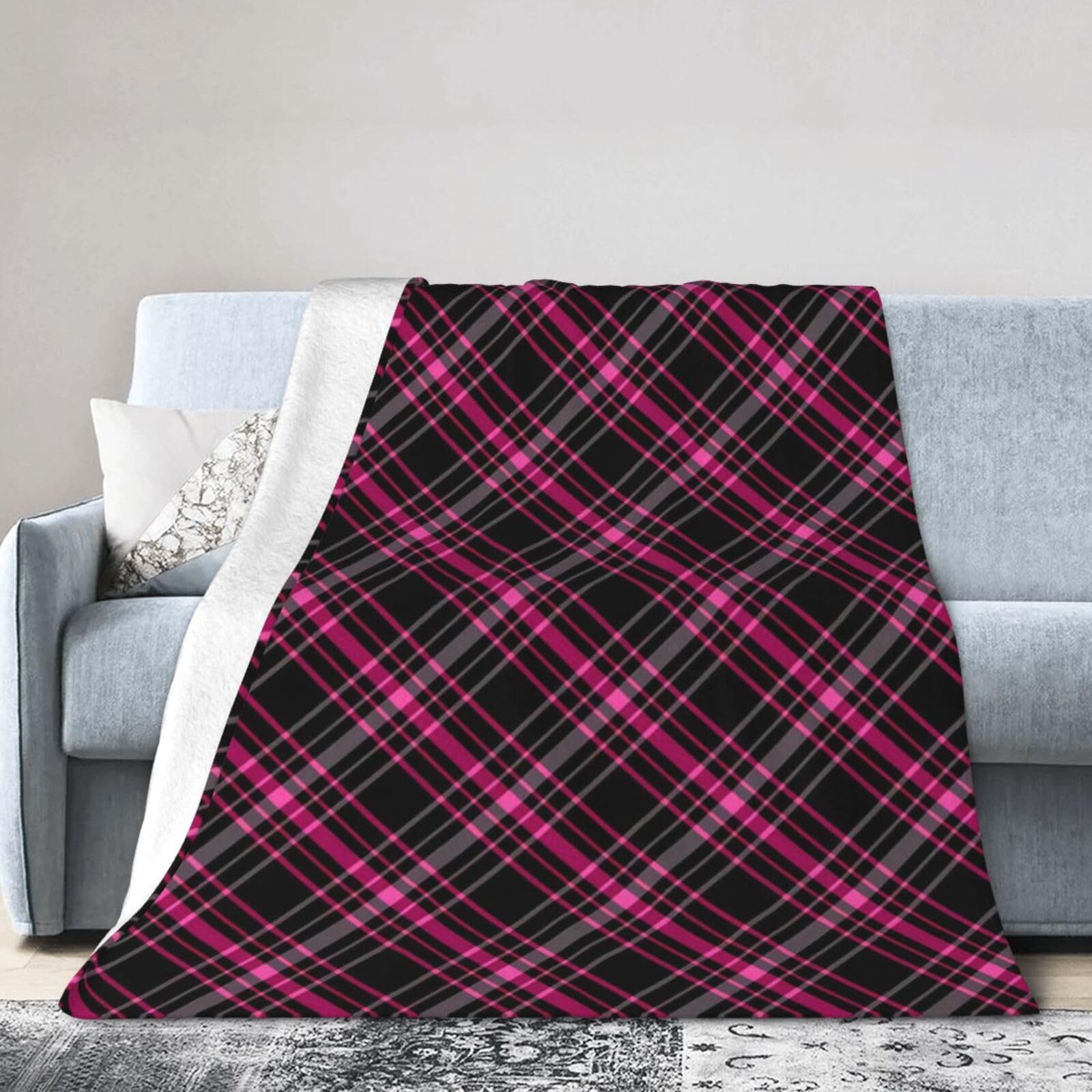 ERTDFXCV Diagonal Plaid Blanket 60"x50"
