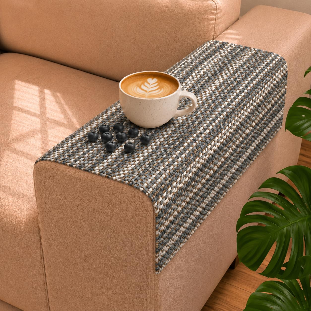 STITCHNEST 'Nomad Weave Collection' Sofa Armrest Cover | Elegant Jacquard Fabric, Washable & Durable for Modern Living (18 x 22 Inches)