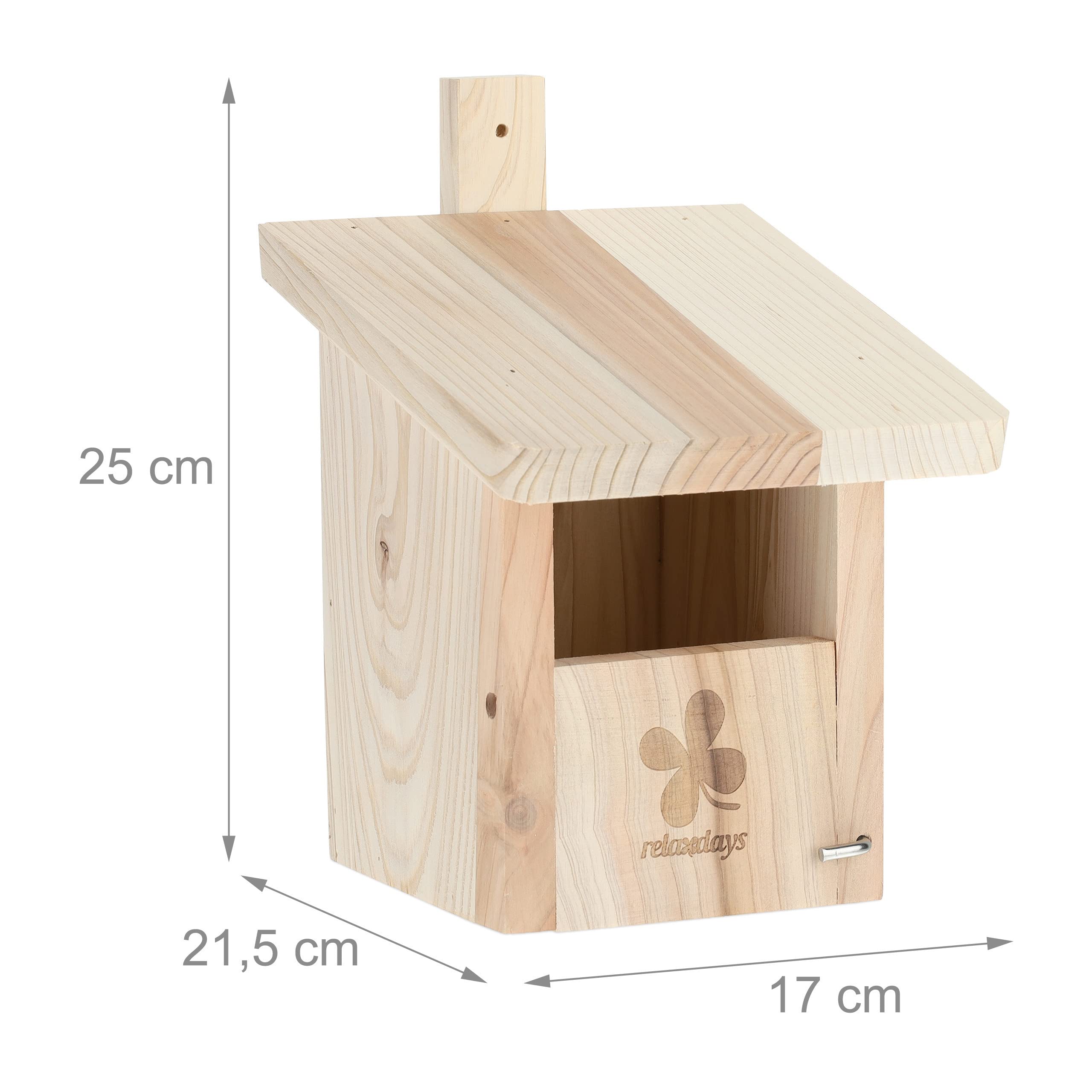 Relaxdays Budka lęgowa dla wylęgowców półjaskiń, do ogrodu i na taras, szczelina wejściowa wys. x szer.: 65 x 95 mm, jaskinia lęgowa z drewna jodłowego, naturalna
