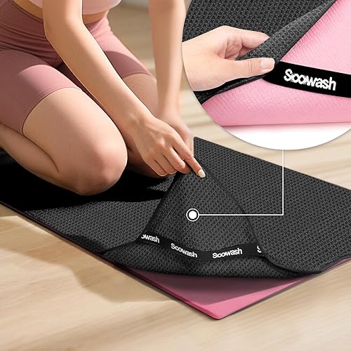 Miniatura 9 de Paquete de 2 toallas de yoga caliente, toalla de esterilla de yoga para yoga caliente, antideslizante con correa, accesorios de microfibra para