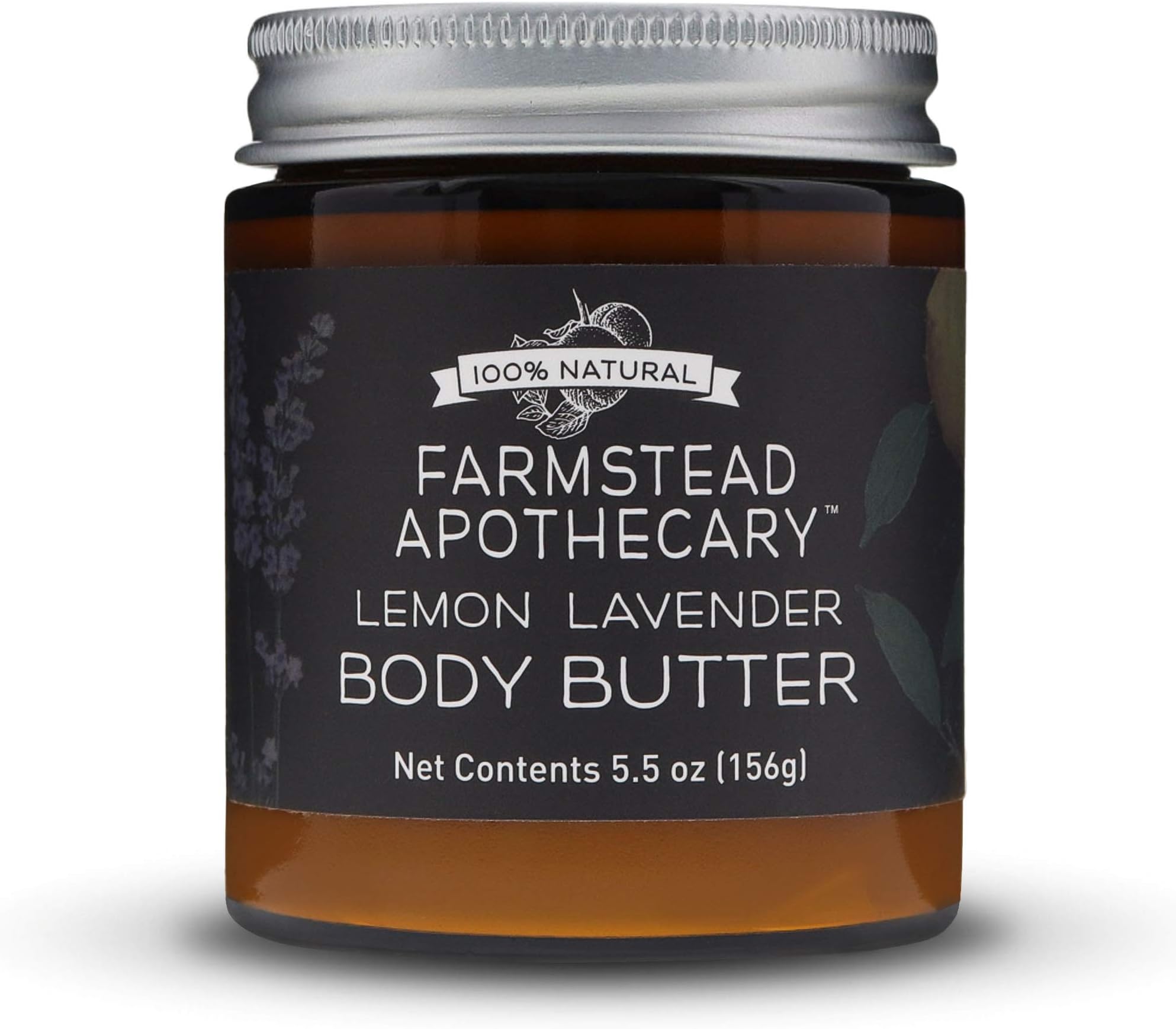 Farmstead Apothecary 100% Natural Body Butter with Organic Safflower Oil, Organic Shea Butter & Organic Vitamin E Oil, 5.5 oz (Lemon Lavender)