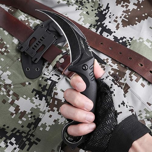 Miniatura 5 de JXE JXO Juego de cuchillos tácticos EDC con vaina, tipo A+B