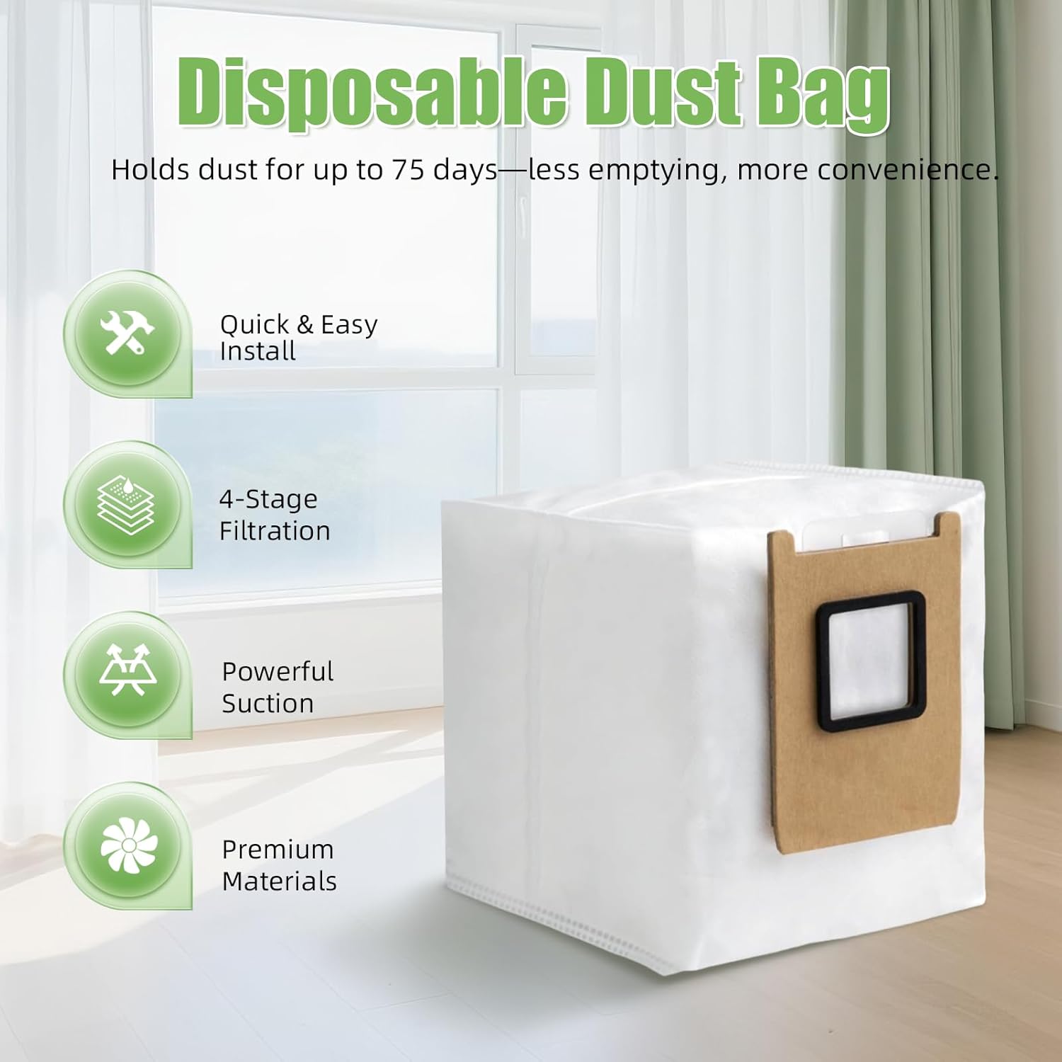 6 Pack E25/E28 Replacement Dust Bags for Eufy E28 Omni / E25 Omni Robot Vacuum, 3L Large Capacity, 4-Layer Filtration, Disposable Vacuum Bags for Long-Lasting Clean