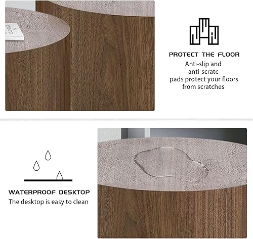 Miniatura 8 de Juego de 2 mesas auxiliares anidadas, moderna y minimalista, mesa auxiliar circular que ahorra espacio, mesa auxiliar y mesa de té para sala de
