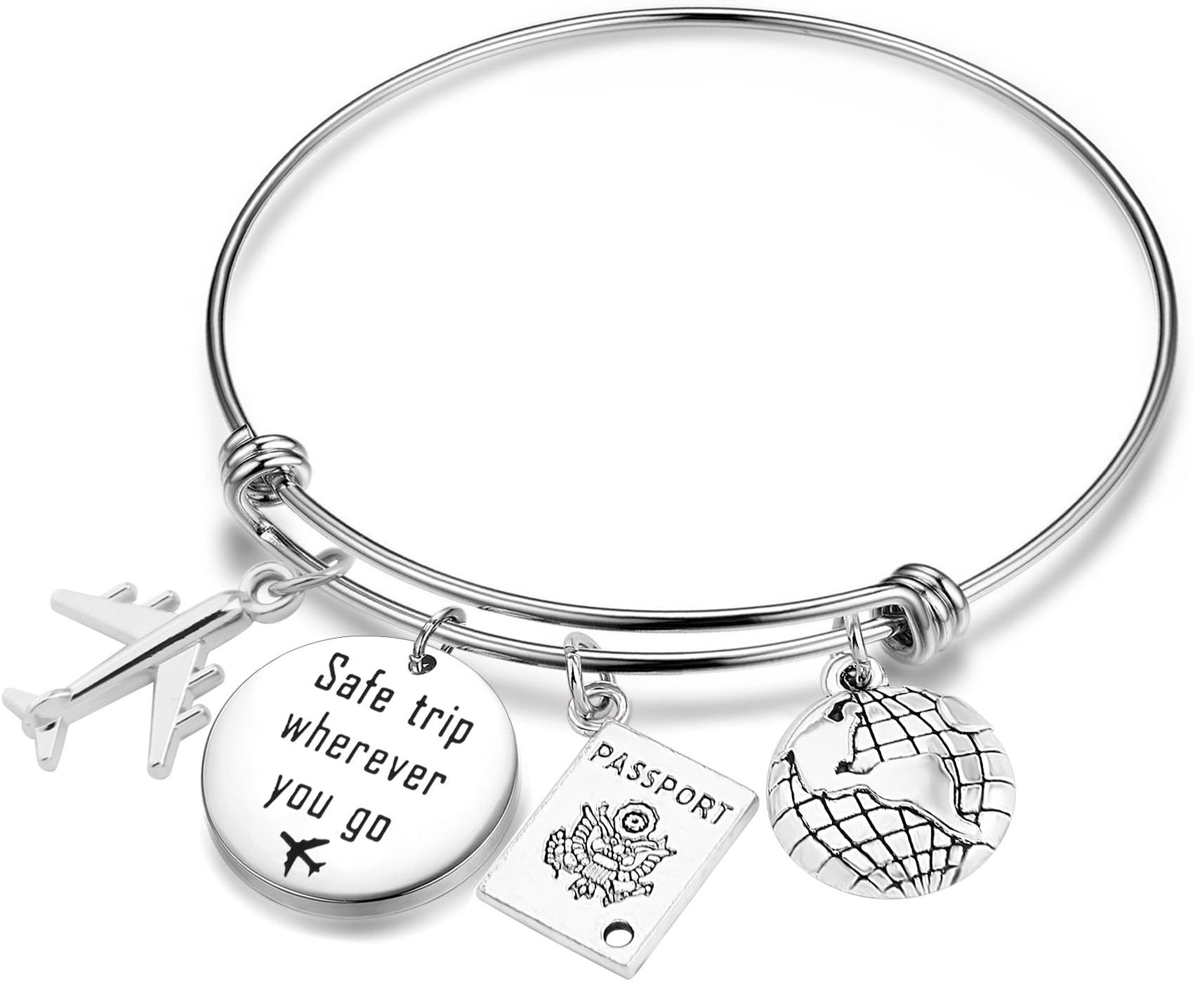 CHOROY Safe Travels Bracelet Safe Trip Wherever You Go Airplane Bracelet Wanderlust Jewelry Gift for Traveler/Flight Attendant