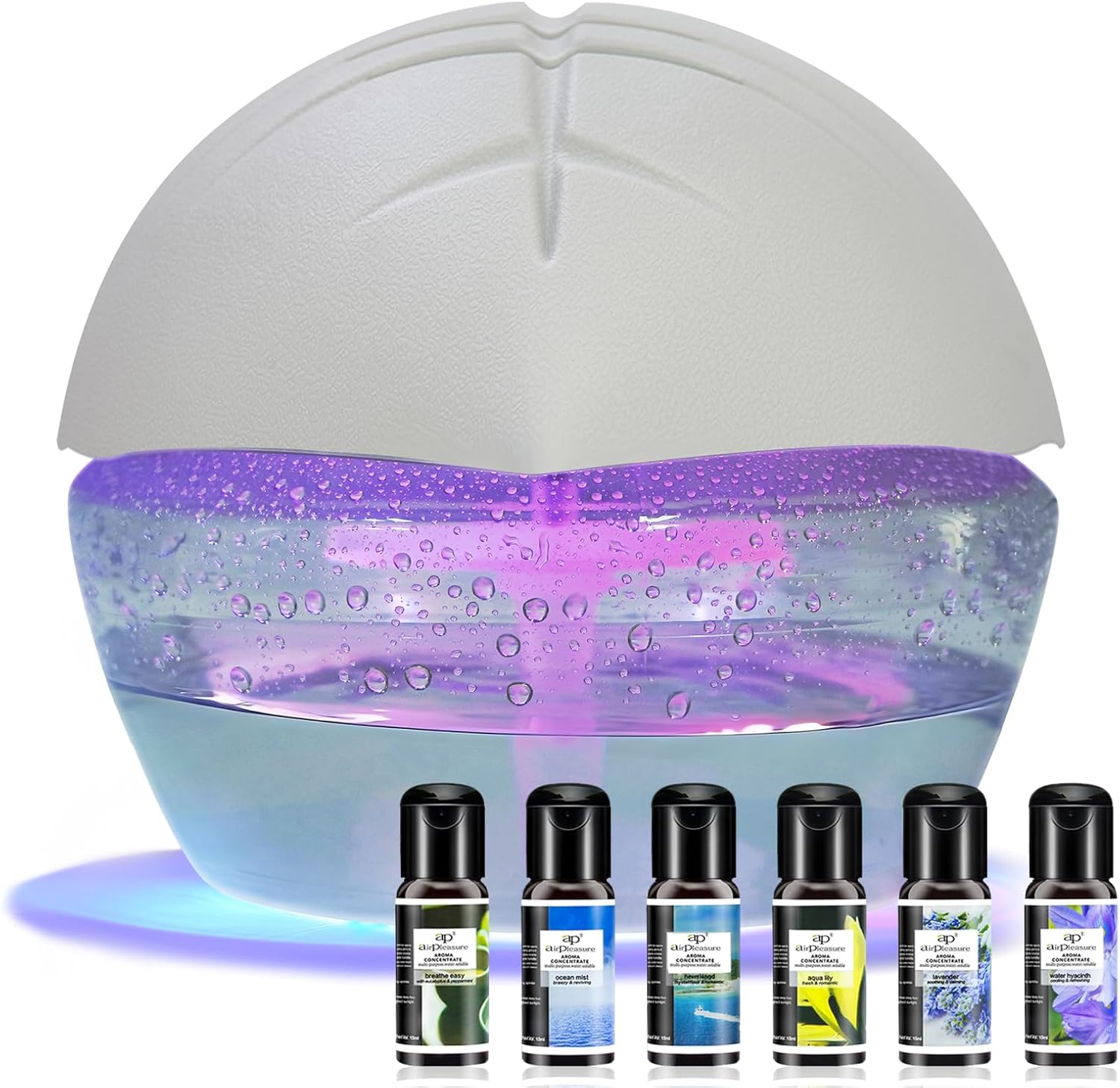 Water-Based Air Purifier with 7 Color Light, Plus Essential Oil Set (6 * 10ml)