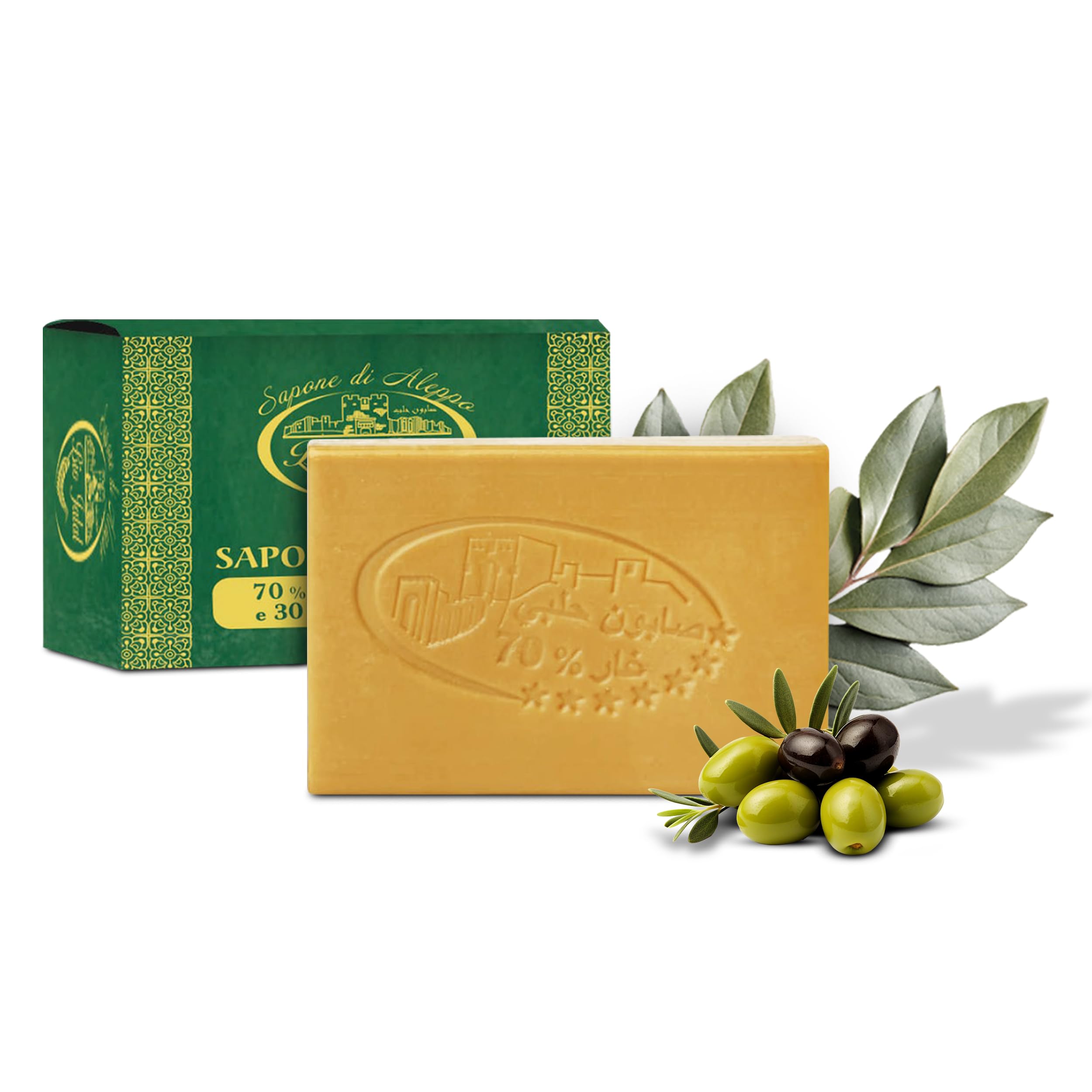 originale con 70% olio di alloro 30% olio d'oliva sapone di Aleppo puro mani viso corpo capelli prodotto Fatto a mano artigianale i ricetta tradizionale