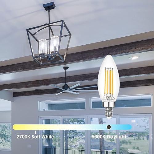 Miniatura 5 de Sigalux Bombilla LED E12 regulable, bombillas LED de candelabro, bombillas de candelabro, bombillas tipo B con certificación UL