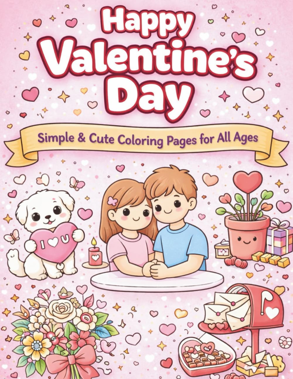 Happy Valentine's Day: Simple & Cute Coloring Pages for All Ages