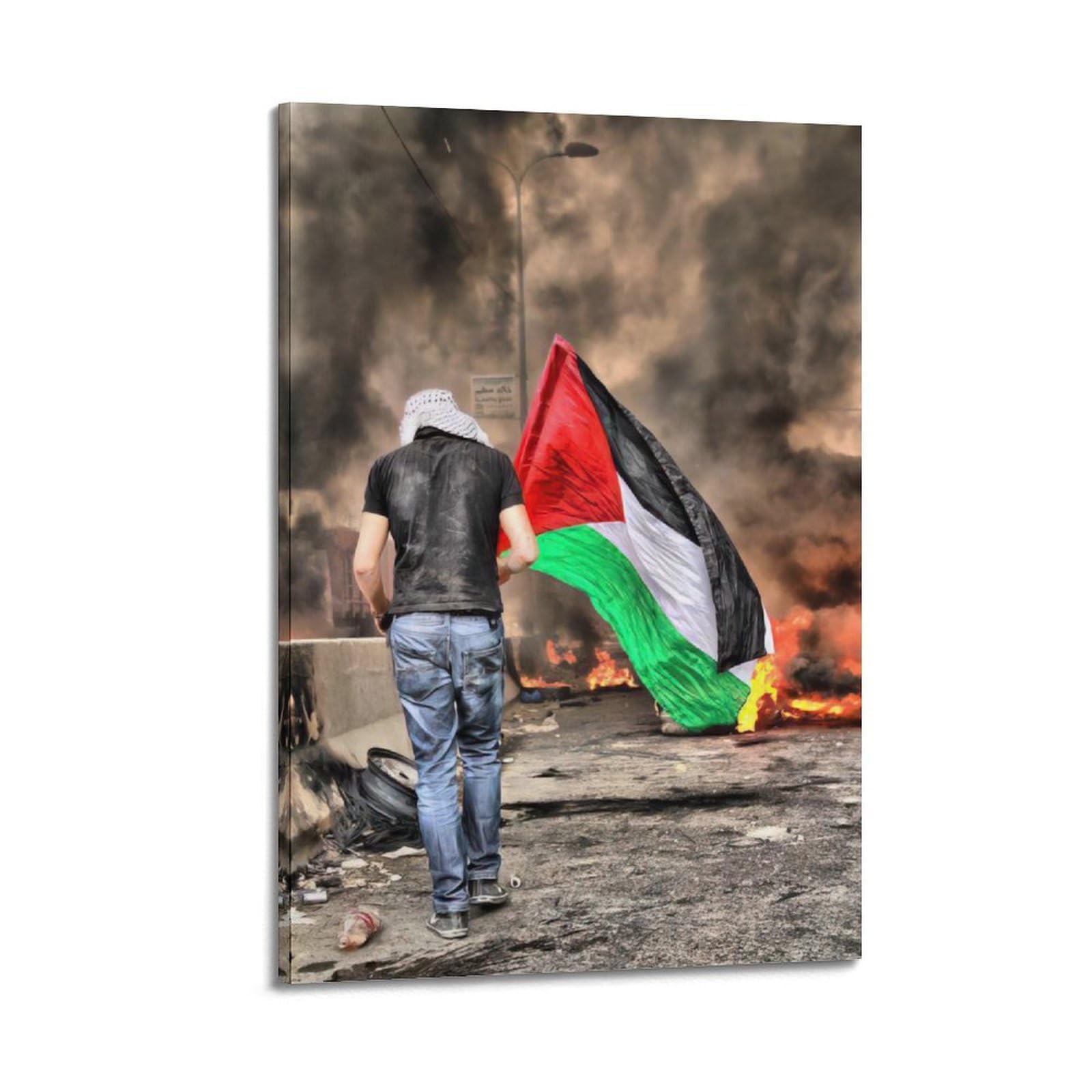 Qlls Frame-Style Palestine War Poster Free Palestine Love Peace Decorative Canvas Family Bedroom Artwork Picture Painting 08X12inch(20X30cm)