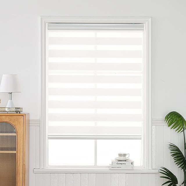QiBoYuYe Day Night Blind Zebra Roller Blinds Blackout Window Curtain For Bedroom Door Windows Aluminium Cassette Translucent Vision Curtains (White 50x150cm)