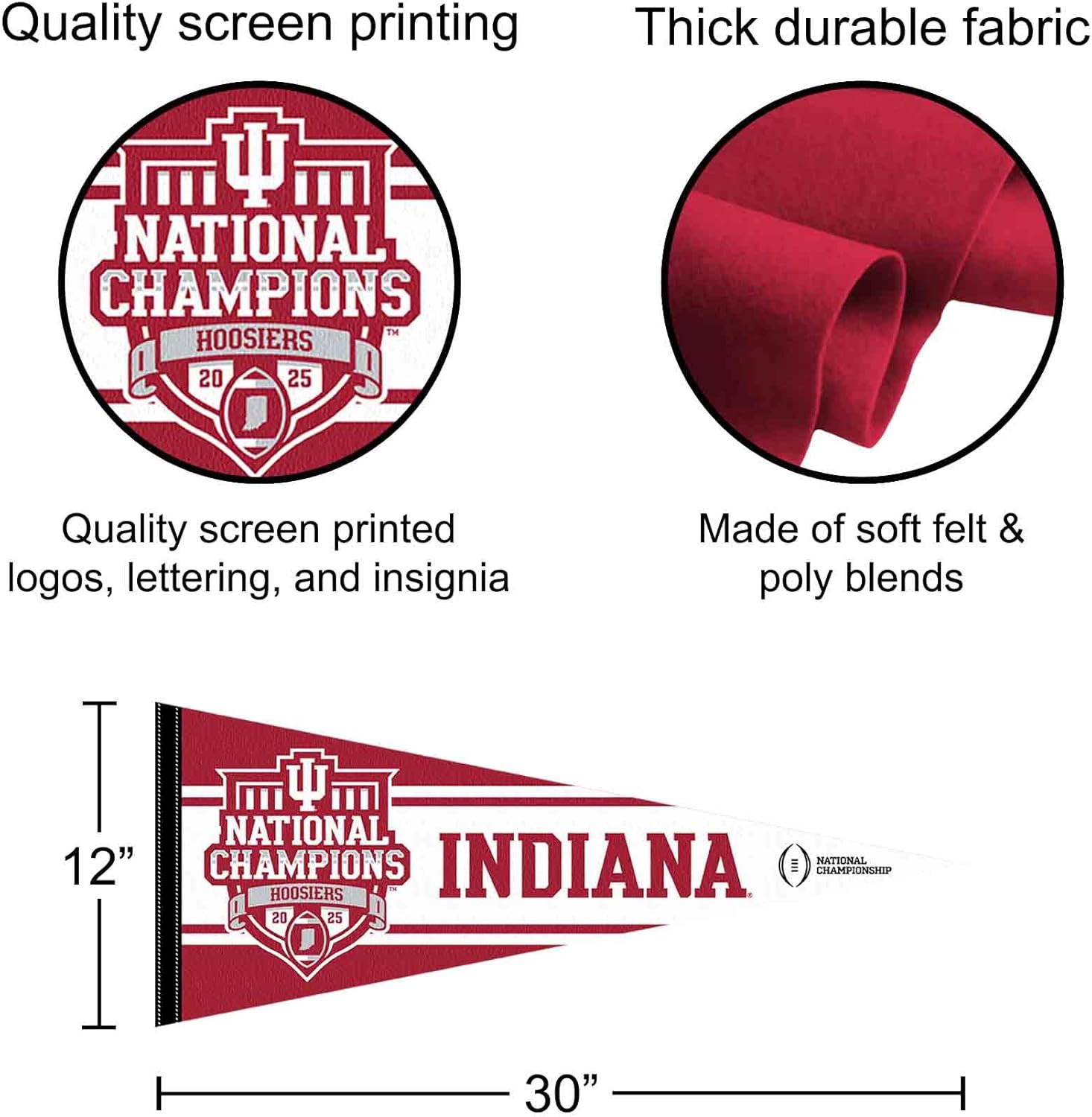 Indiana Hoosiers 2025 College Football National Champions Pennant Flag - Image 2