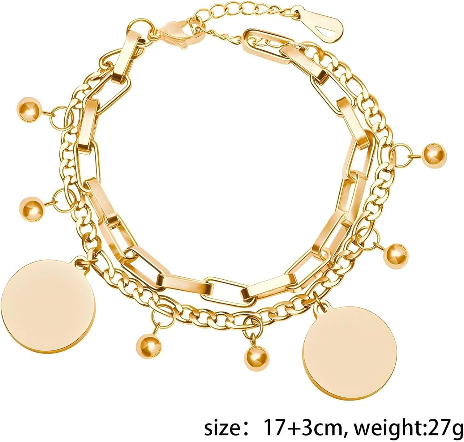 14K Gold Charm Bracelet Non Tarnish Gold Bracelet For Women 316L Stainless Steel Paperclip Bracelet - Image 7
