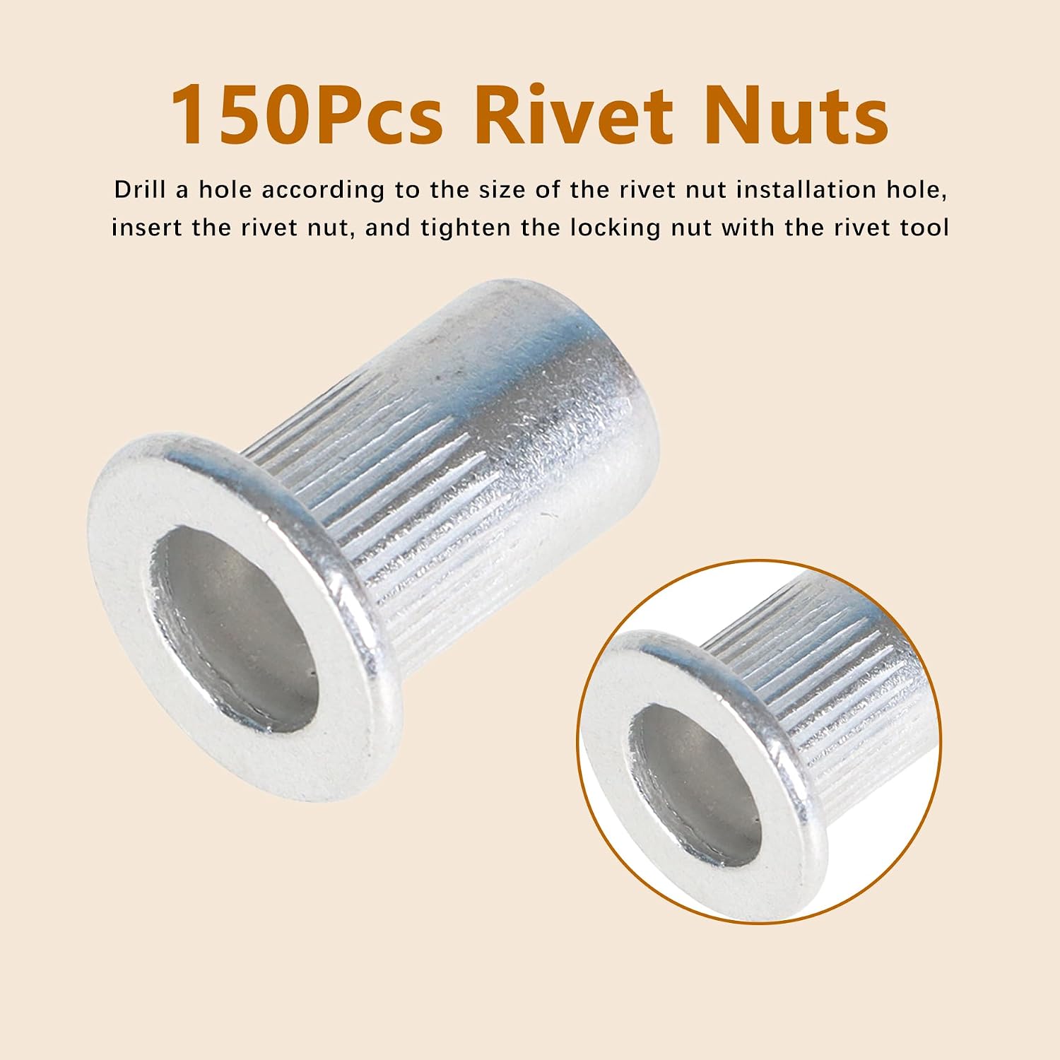 kimllier 150Pcs Rivet Nuts SAE Rivet Nut Assortment Kit Aluminum Threaded