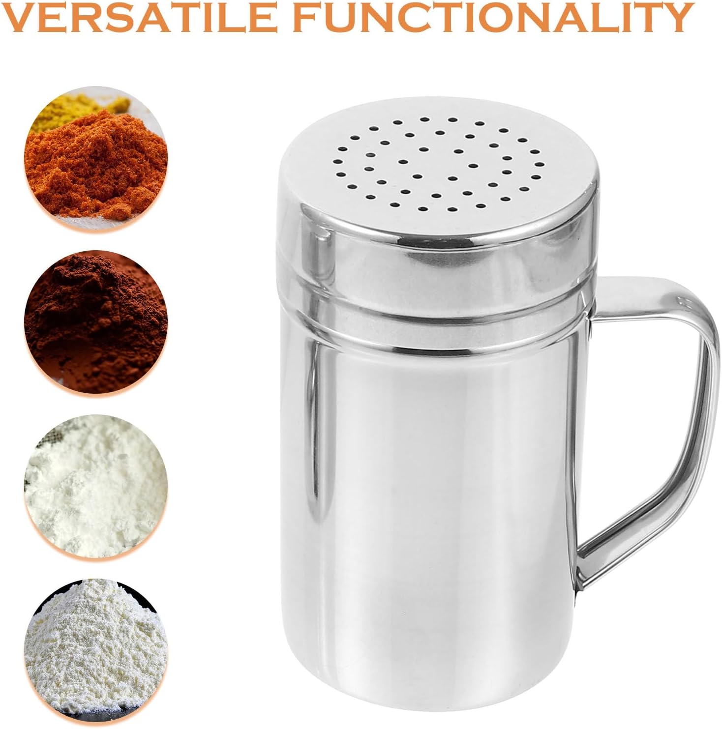 3pcs Stainless Steel Powder Sugar Shaker Set with Lid and Handle, Cocoa Powder Duster for Baking Supplies, Flour Container for Home Kitchen Use
