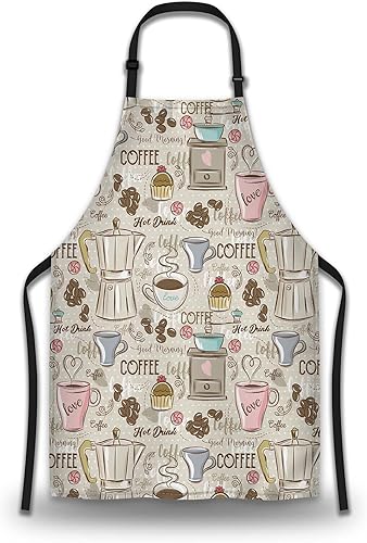 Delantal retro para mujer, juego de café, patrones, delantales para asar a la parrilla, para cocina, restaurante, barbacoa, pintura, manualidades,