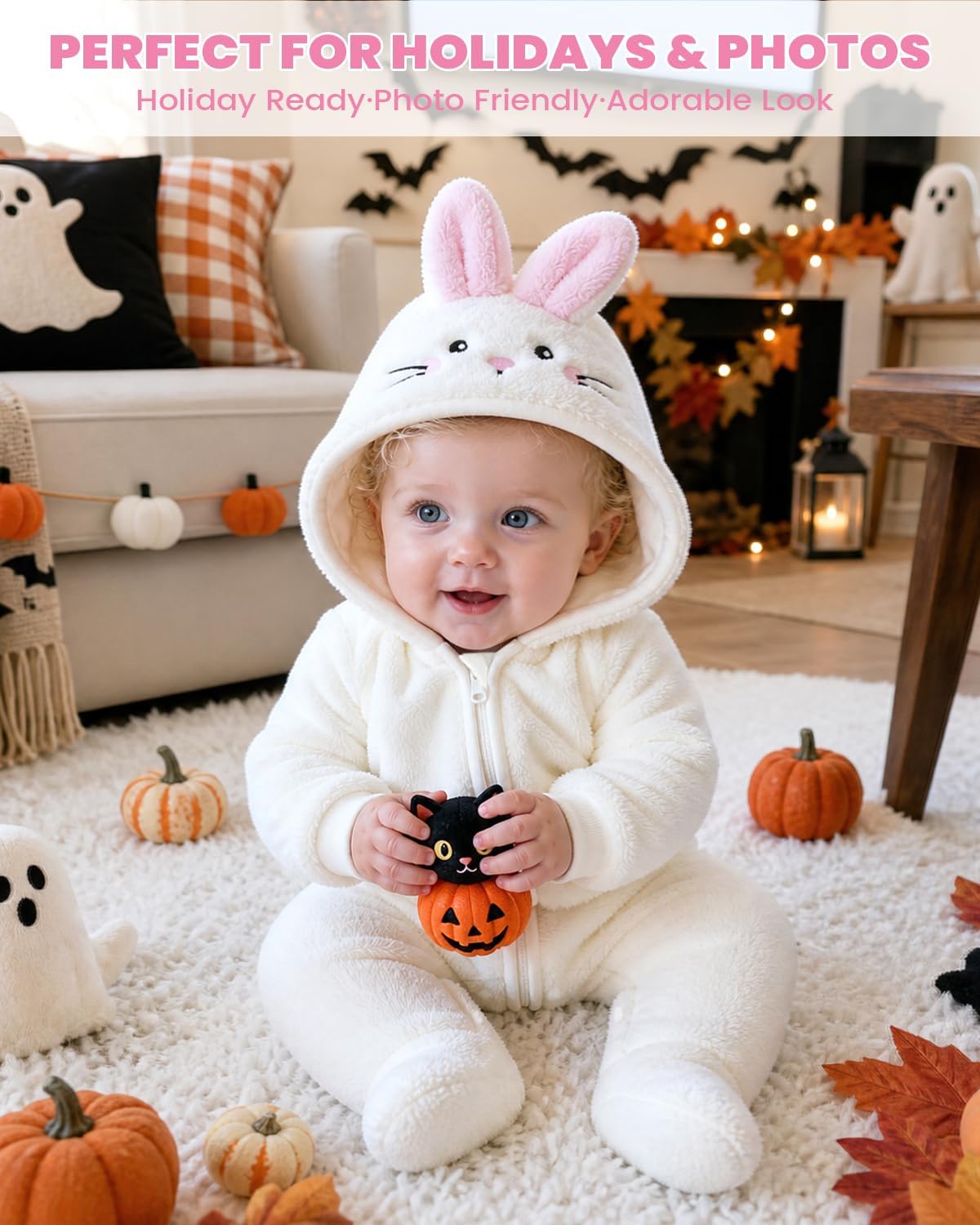 JiAmy Baby Snowsuit Newborn Animal Footed Fleece Thicken Romper 0-12 Months