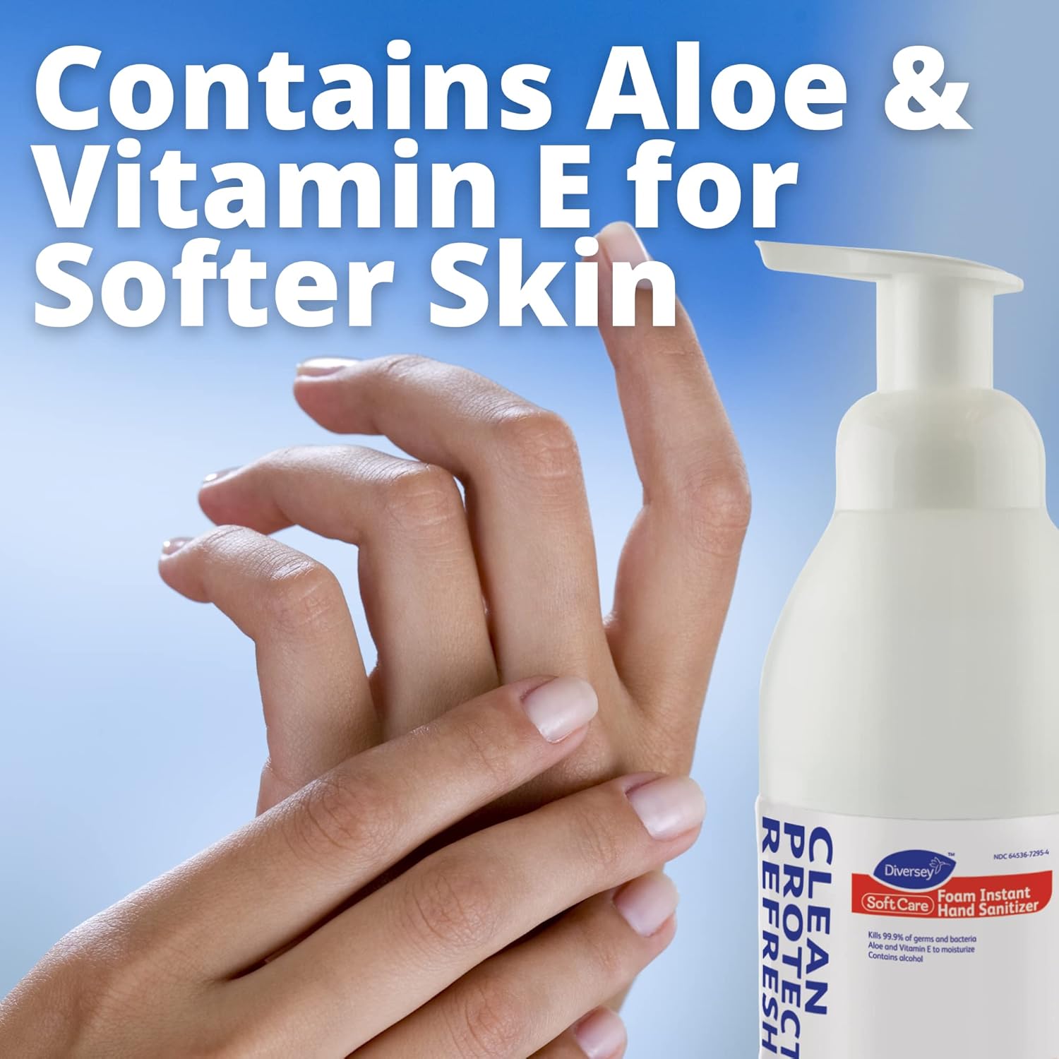 Diversey 100930835 Soft Care Foam Instant Hand Sanitizer, Moisturizes & Dries Fast with No Added Dye or Fragrance, Ready-to-Use Pump, 18-Ounce (Pack of 6)