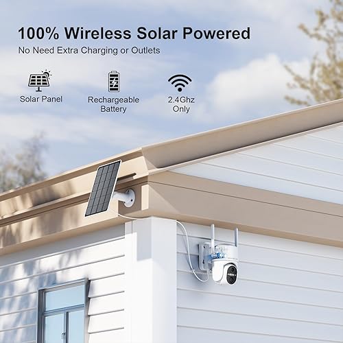 Miniatura 2 de HOSAFE.COM Cámaras de seguridad para el hogar inalámbricas para exteriores, cámara para exteriores inalámbrica WiFi, cámara 360 con energía solar,