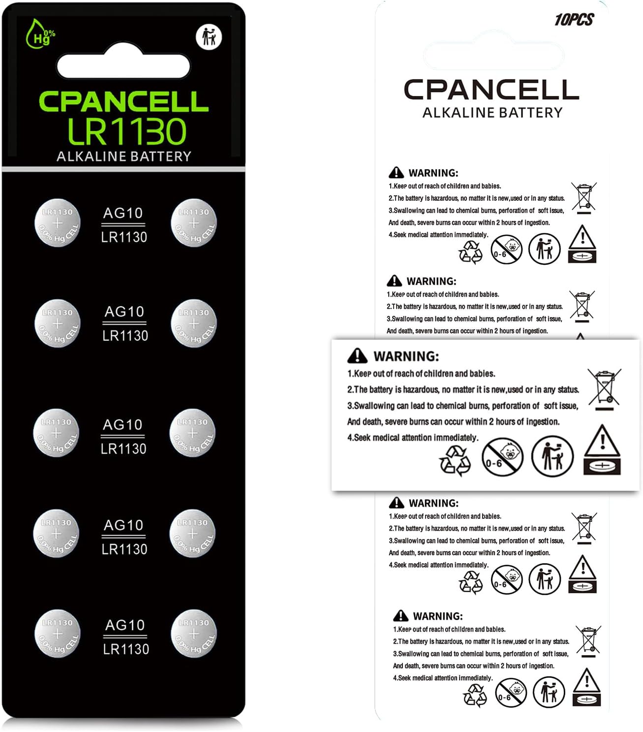 LR1130 AG10 Batteries, High Capacity SG10 389 189 Premium Alkaline Battery 1.5V Button Coin Cell Batteries (20 Count)